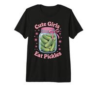 Pickle Dill Cucumber Pickling Cute Girls Eat Pickles Premium T-Shirt