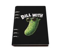 Pickle Dill With It Trendy Notebook Binder A5 Slim Foldable Binder 6 Metal Ring Refillable Paper Notepad
