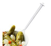 Pickle Grabber - 20cm Pickle Grabber, Stainless Steel and Plasti-c Pickle Jar Fork Pincher Tool, Onion Picker for Canned Food Pickles Pickled Onions Barbecue - White