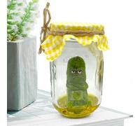 Pickle in a Jar Sculpture, Pickle Jar Figure - Handmade Sweet Emotional Support Cucumber | Funny Small Glass Mason Jar, Creative Miniature Glass Preserving Jars for Table, Desk, Zuh