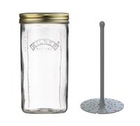 Kilner 1 Litre Pickle Jar with Silicone Lifter Wide Mouth Glass Jar with Two-Piece Lid for Pickling & Preserving, Ideal for Pickled Onions, Gherkins & Vegetables