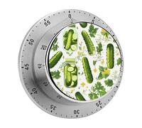 Pickle Jars And Pickle Cucumber Funny Manual Wind Up Timer Stainless Steel Countdown Mechanical Alarm for Fitness Baking Studying