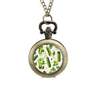 Pickle Jars and Pickle Cucumber Men's Pocket & Fob Watches Analogue Display Quartz Watch with Chain for Birthday Christmas Father's Day Coppery-Style