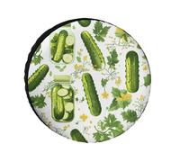 Pickle Jars And Pickle Cucumber Spare Tire Cover Waterproof Oxford Cloth Adjustable Foldable Wheel Protector