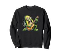 Pickle Playing Guitar Funny Rock Music Cartoon Sweatshirt