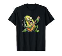 Pickle Playing Guitar Funny Rock Music Cartoon T-Shirt