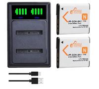 Pickle Power 2-Pack NP-BN1 NP-BN Battery and Charger for Sony Cybershot DSC-W800 WX220 W350 W510 w830 W320 W810 W570 WX100 W530 W310 W330 W380 W390 TX5