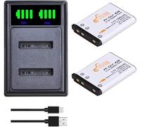 Pickle Power 2Pcs EN-EL10 Li-40B Li-42B NP-45 Battery and Charger for Olympus μ1060, μ700, TG-320, μ760, for Fujifilm NP-80, NP-82, jx500, for KODAK KLIC-7006, for Pentax D-LI63 D-Li108