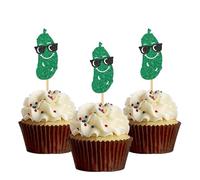 Pickle Theme Cupcake Toppers - Cucumber Birthday Party Cupcake Decor/Baby Shower Bridal Shower Party Decor - Girl Birthday Party Decorations Funny Pickle Party Cupcake Toppers 24 Pcs Glitter