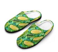 Pickle Tie-dye Green Men's Memory Foam Slippers Comfort Cotton Slip On House Shoes for Indoor Outdoor 7-8(40-41)