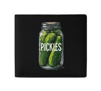 Pickle Vegetarian Mens Wallet Slim Leather Card Holder Bifold Wallets Front Pocket