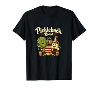Pickleback Round Retro Pickleball Pub Paddle Graphic T-Shirt