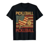 Pickleball American Flag Paddle Retro Patriotic USA Vintage T-Shirt
