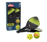 Pickleball and Bat Set, 2 Lightweight Paddles, Real Pickleball & Rubber Ball, Fun Beginner & Pro Game, Play Anywhere, For Ages 4+