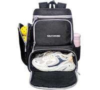 Pickleball Backpack for Men and Women Fits up to 4 Paddles - Shoe Compartment, Fence Hook, Storage Pockets, 2 Water Bottles, Pickleballs, Clothing, Racquets/Paddles - Pickleball Bag