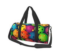 Pickleball Balls Colors Pattern Duffle Bag for Women Men Personal Item Travel Bags Canvas Weekender Overnight Bag Lightweight Sports Tote Gym Bags Carry On Luggage Bag, Black, One Size