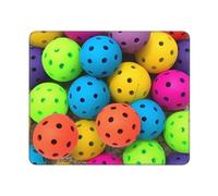 Pickleball Balls Colors Pattern Gaming Mouse Pad Small Mouse Mat with Stitched Edges Non-Slip Long Desk Pad 12x10 in Desk Mat for Keyboard Home Office Gaming Work