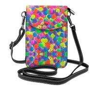 Pickleball Balls Colors Pattern Genuine Leather Crossbody Phone Bag