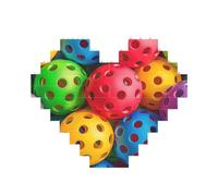 Pickleball Balls Colors Pattern Printed Jigsaw Puzzle 10.8x12.8 CM, Heart-Shaped Puzzle Challenging Game for Adults, Fun Decorative Wall Decor