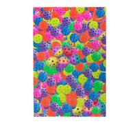 Pickleball Balls Colors Pattern Printed Wooden Puzzle 1000 Piece, Cute Puzzle Game in Plastic Box for Family Entertainment and Brain Training Gifts