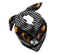 Pickleball Bandana for Men & Women - 100% Soft Cotton, 55x55 cms, Black Orange White, Double-Sided Print, 1 Pack, Gift Ready - Funny Pickleball Accessory or Clothing Gift