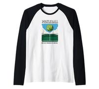 Pickleball Because Murder is Wrong Funny Sports Design Raglan Baseball Tee