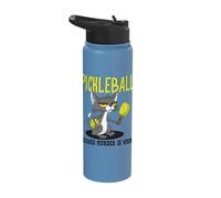 Pickleball Because Murder is Wrong Padel Funny Crazy Cat Stainless Steel Insulated Water Bottle