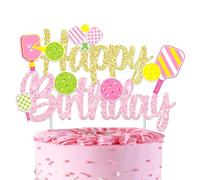 Pickleball Birthday Party Cake Topper Gold and Pink Glitter Happy Birthday Cake Topper for Girls Pickleball Theme Birthday Party Decorations for Pickleball Player Birthday Party Baby Shower Supplies