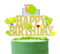 Pickleball Birthday Party Cake Topper Gold Glitter Happy Birthday Cake Topper Pickleball Theme Birthday Party Decorations for Pickleball Player Birthday Party Baby Shower Supplies