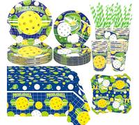 Pickleball Birthday Party Decoration, Pickleball Party Supplies Include Plates, Tablecloth, Napkins, Tableware, Pickleball Party Supplies for Boys Girls, Serves 40
