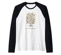 Pickleball Botanical Vintage Science Art Funny Raglan Baseball Tee