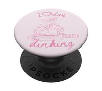 Pickleball Doodles in Pink I Love Day Dinking Martini Glass PopSockets Adhesive PopGrip