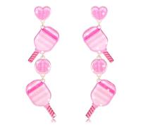 Pickleball Earrings for Women Pink Pickleball Paddle Earrings Pickleball Racket Dangle Earrings Sport Game Day Earrings Pickleball Jewelry Accessories Gifts, Zinc, No Gemstone