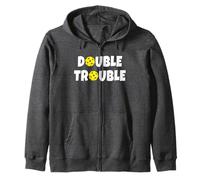 Pickleball Funny Double Trouble Team T-Shirt Zip Hoodie