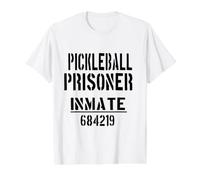 Pickleball Halloween Costume/Funny Prisoner Jail Inmate Value Graphic T-Shirt, Men, White, L