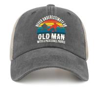 Pickleball Hat Never Underestimate an Old Man with A Pickleball Paddle Hat Women Baseball Hats Trendy Caps, Gray-3, One size