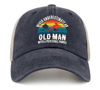 Pickleball Hat Never Underestimate an Old Man with A Pickleball Paddle Hat Women Baseball Hats Trendy Caps, Nevy Blue-2, One size
