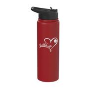 Pickleball Heart Script Design with Ball Graphic Stainless Steel Insulated Water Bottle
