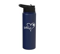Pickleball Heart Script Design with Ball Graphic Stainless Steel Insulated Water Bottle