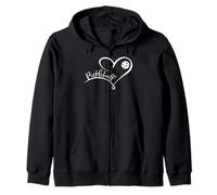 Pickleball Heart Script Design with Ball Graphic Zip Hoodie