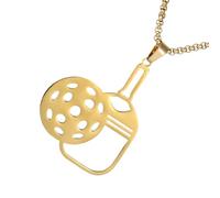 Pickleball Jewelry - Stainless Steel Pendant Accessories - Fashion Hollow Design Necklace for Men Women Outdoor Travel Gym Dating, 説明を参照してください, Stainless Steel, See Description