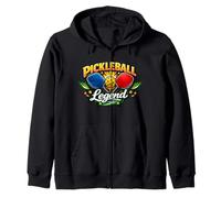 "Pickleball Legend" Retro Paddles And Ball Fun Sports Quote Zip Hoodie