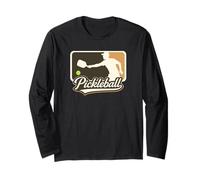 Pickleball Logo - Retro League Badge Graphic Long Sleeve T-Shirt
