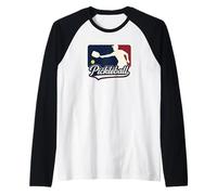 Pickleball Logo - Retro League Badge Graphic Raglan Baseball Tee