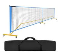 Pickleball Net Set With Wheels Outdoor Portable Paddle With Bag Training Practice for Indoor and Outdoor(Blue-yellow)