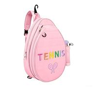 Pickleball Paddle Backpack for Tennis Badminton Rackets, Lightweight Polyester Sports Bag with Shoe Compartment, Water Bottle Pockets, Thickened Straps,(Pink)