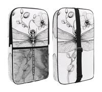 Pickleball Paddle Bag for 2 Rackets, Lightweight Pickleball Paddle Case with Mesh Pocket, Artistic Dragonfly Decorated with Exotic Orchids