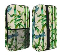 Pickleball Paddle Bag for 2 Rackets, Lightweight Pickleball Paddle Case with Mesh Pocket, Watercolor Bamboo Grove with Stems and Leaves with Dragonflies