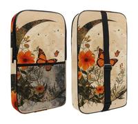 Pickleball Paddle Bag for 2 Rackets, Pickleball Paddle Case with Storage Pocket for Accessories, Vintage Orange Butterfly Moon Flowers