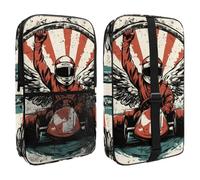 Pickleball Paddle Bag for Women Men, Lightweight Pickleball Paddle Cover Hold 2 Rackets, Racer in a Victory Pose with Checkered Flag